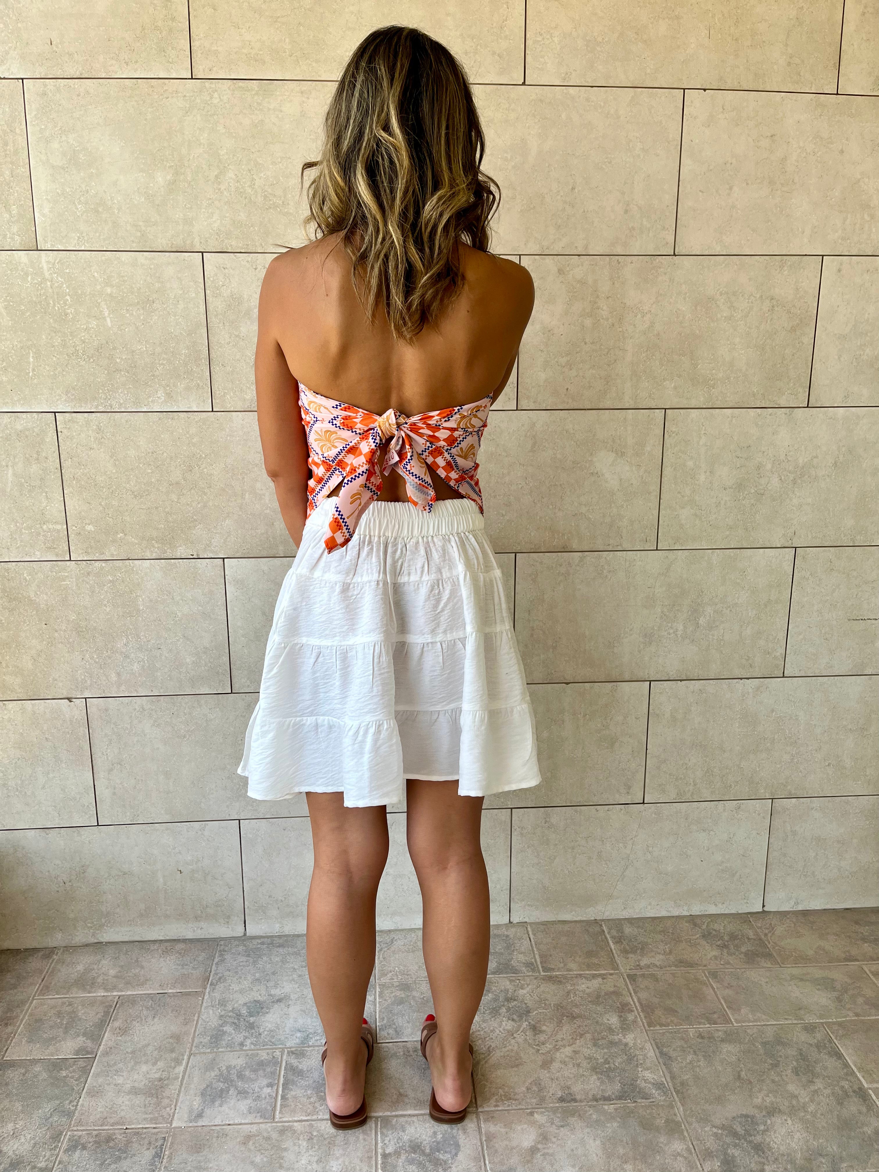 Checkered Palms Printed Bandeau