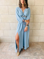 Baby Blue Summer Skies Backless Dress