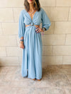 Baby Blue Summer Skies Backless Dress