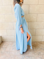 Baby Blue Summer Skies Backless Dress