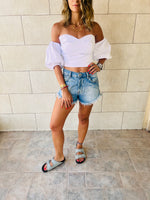 White Puff Cropped Top