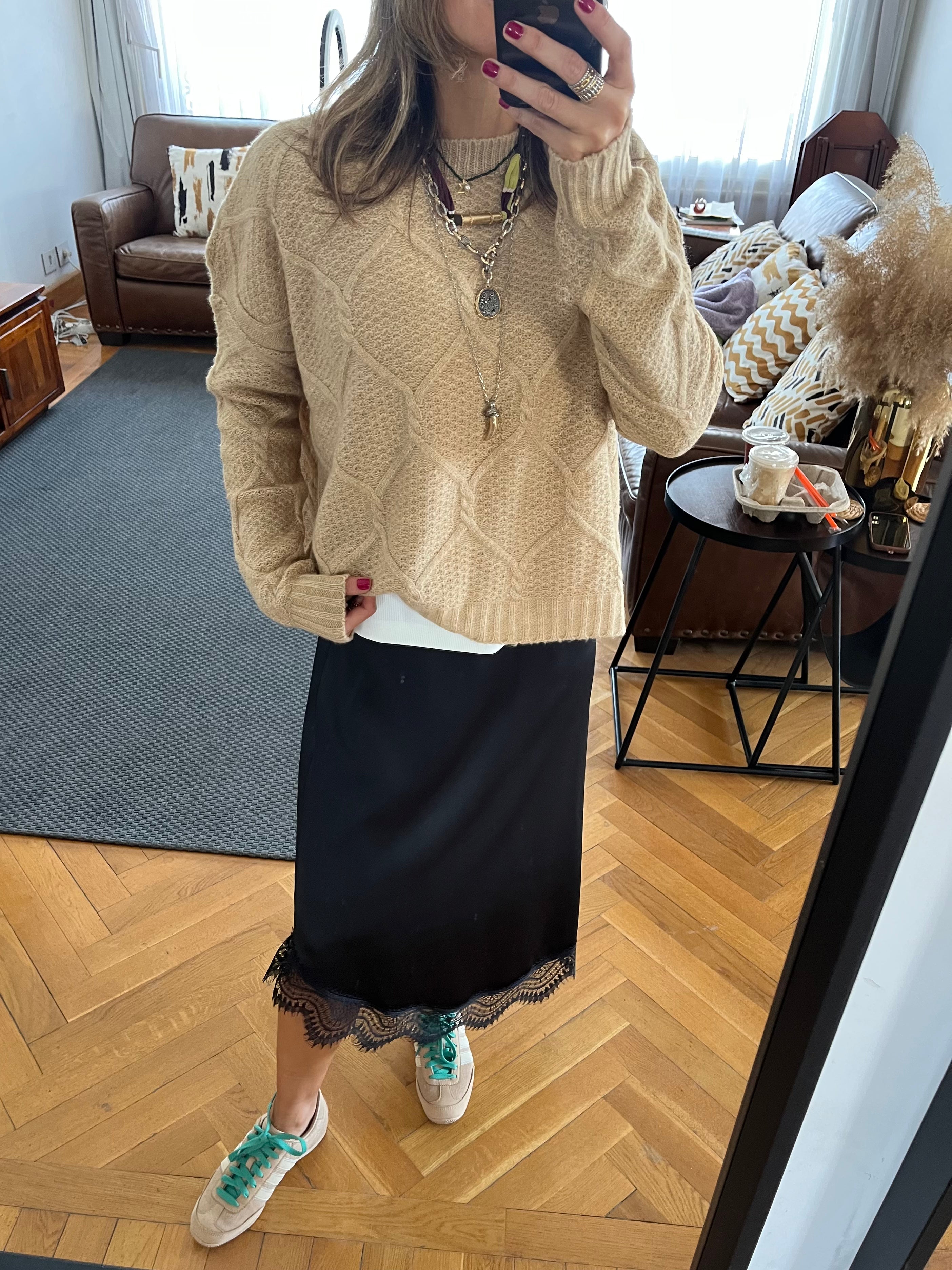 Beige Cable Cozy Pullover