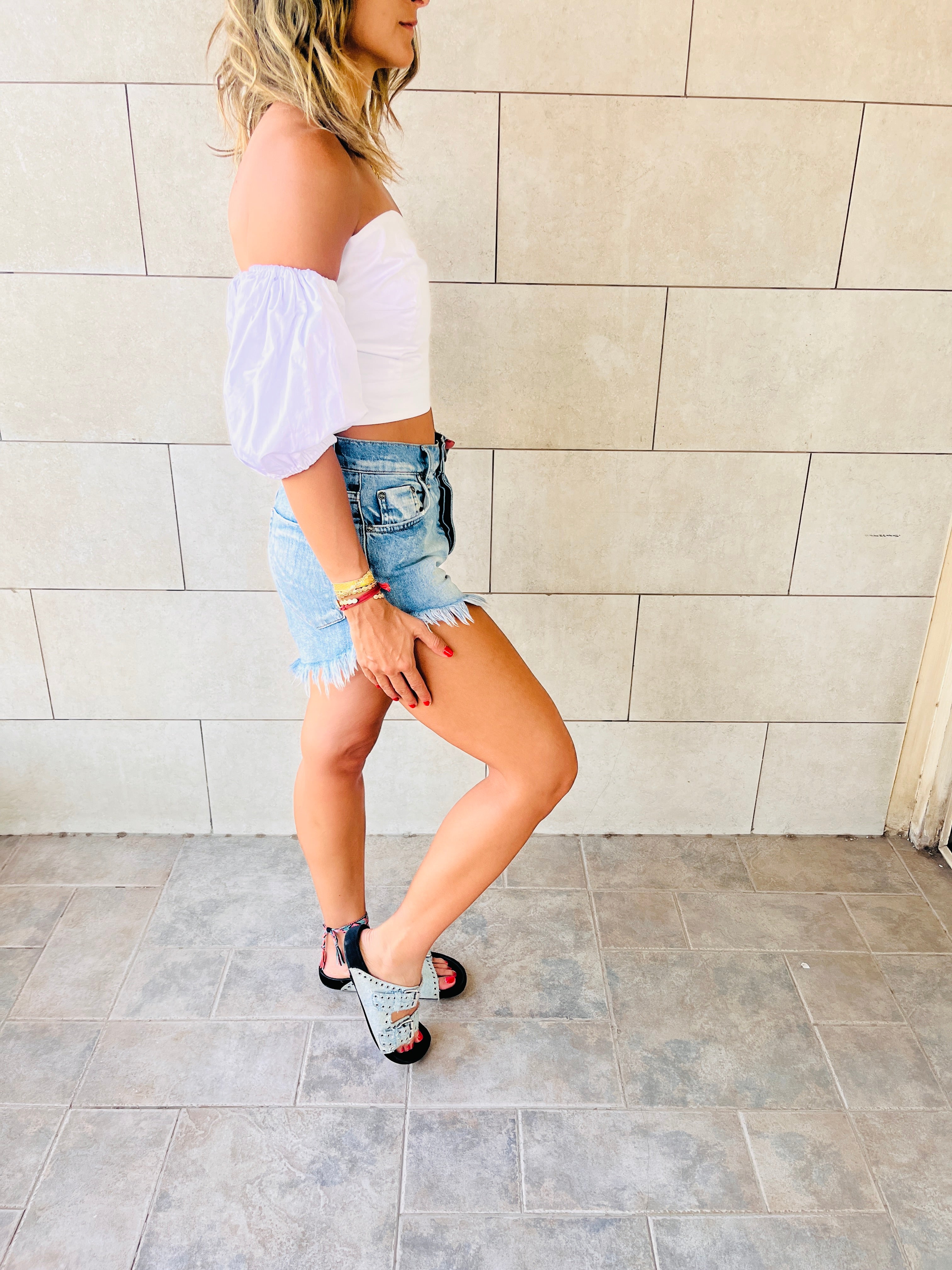 White Puff Cropped Top