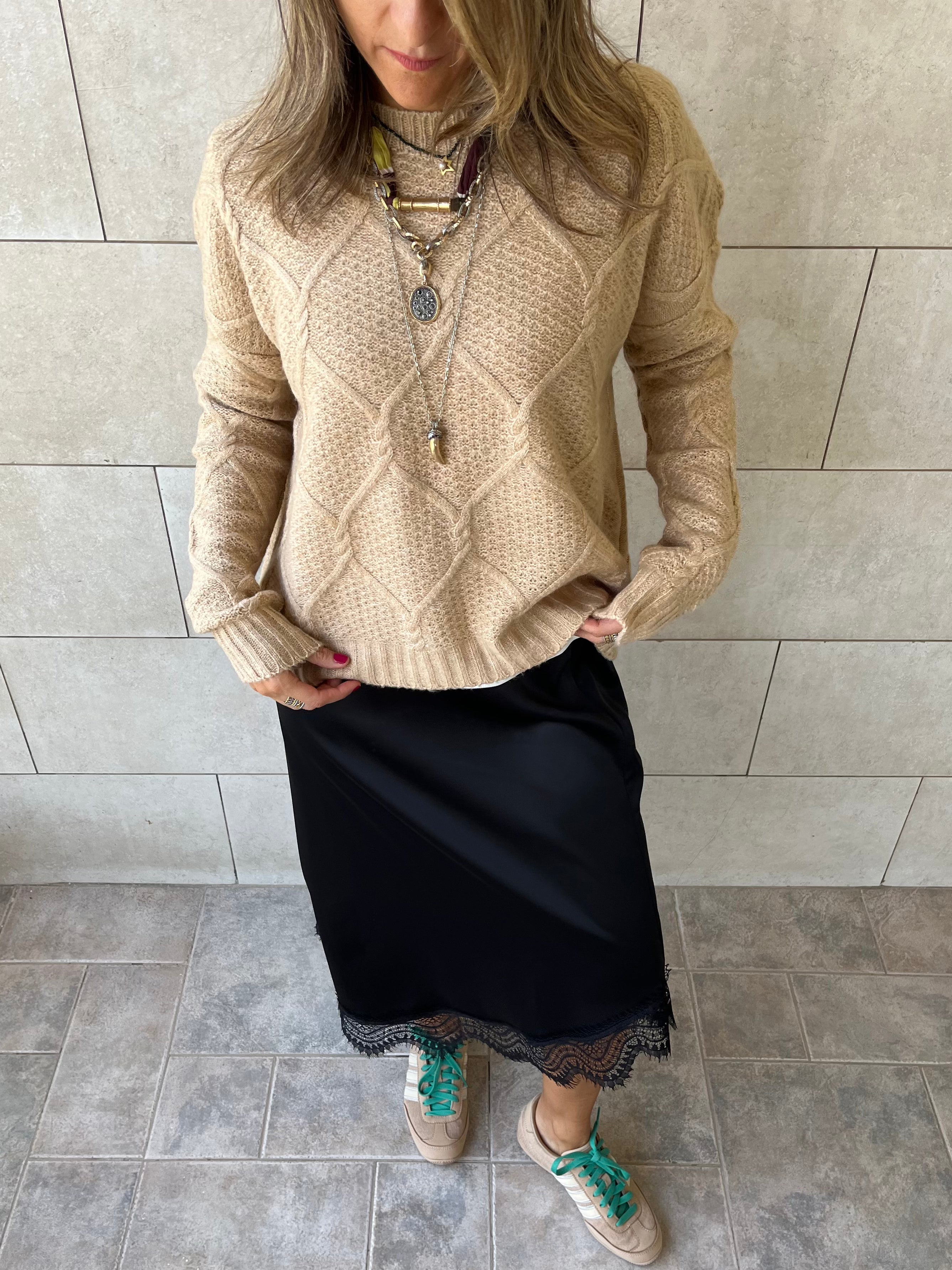 Beige Cable Cozy Pullover