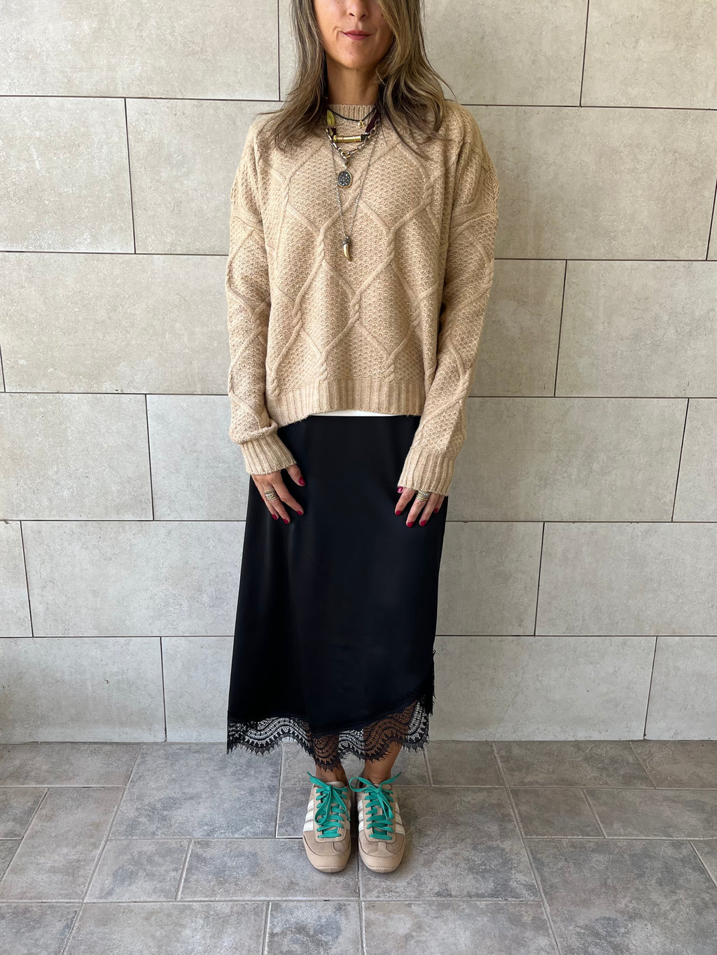 Beige Cable Cozy Pullover