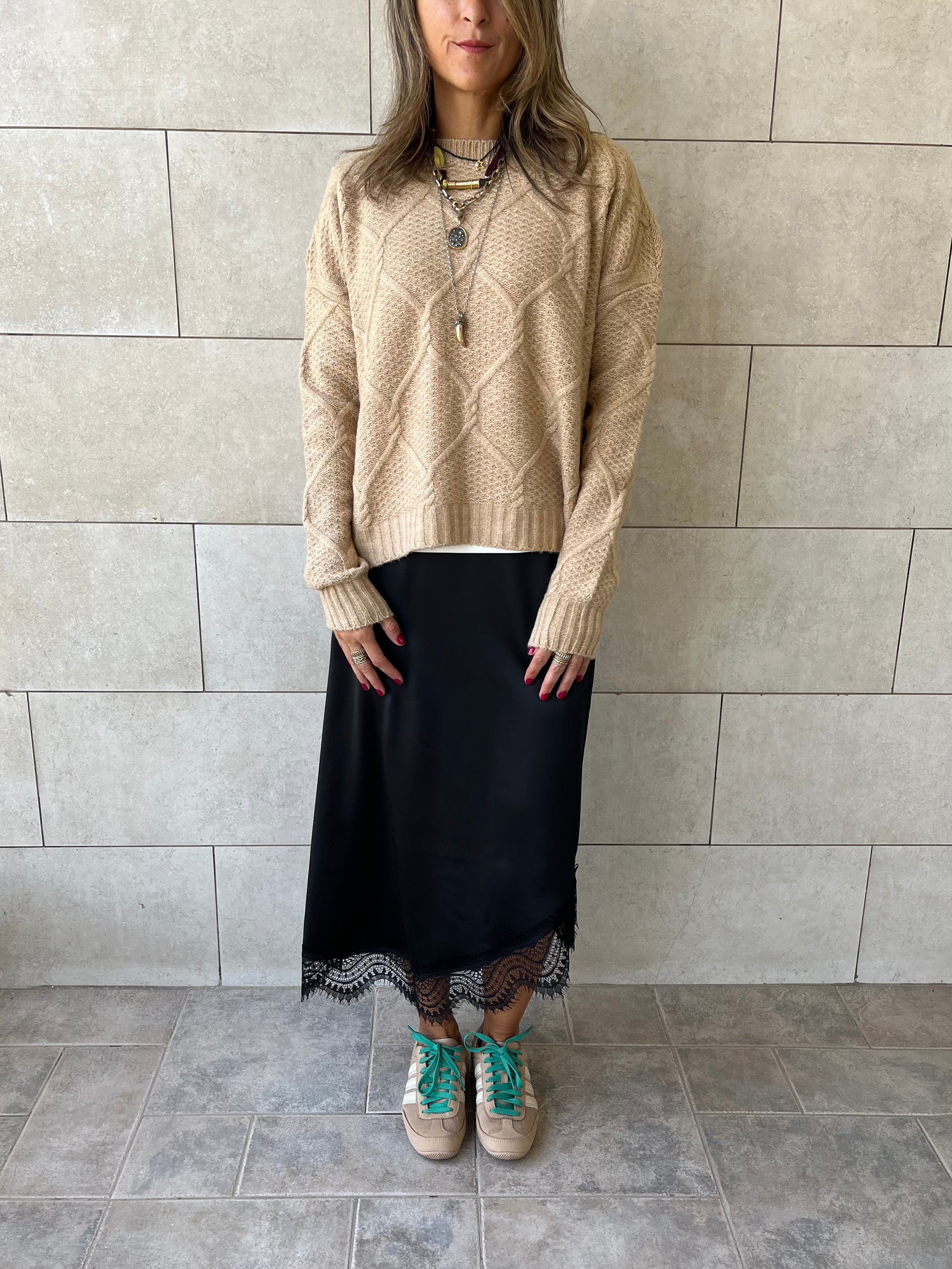 Beige Cable Cozy Pullover