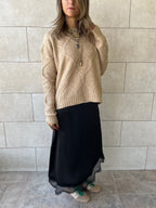 Beige Cable Cozy Pullover