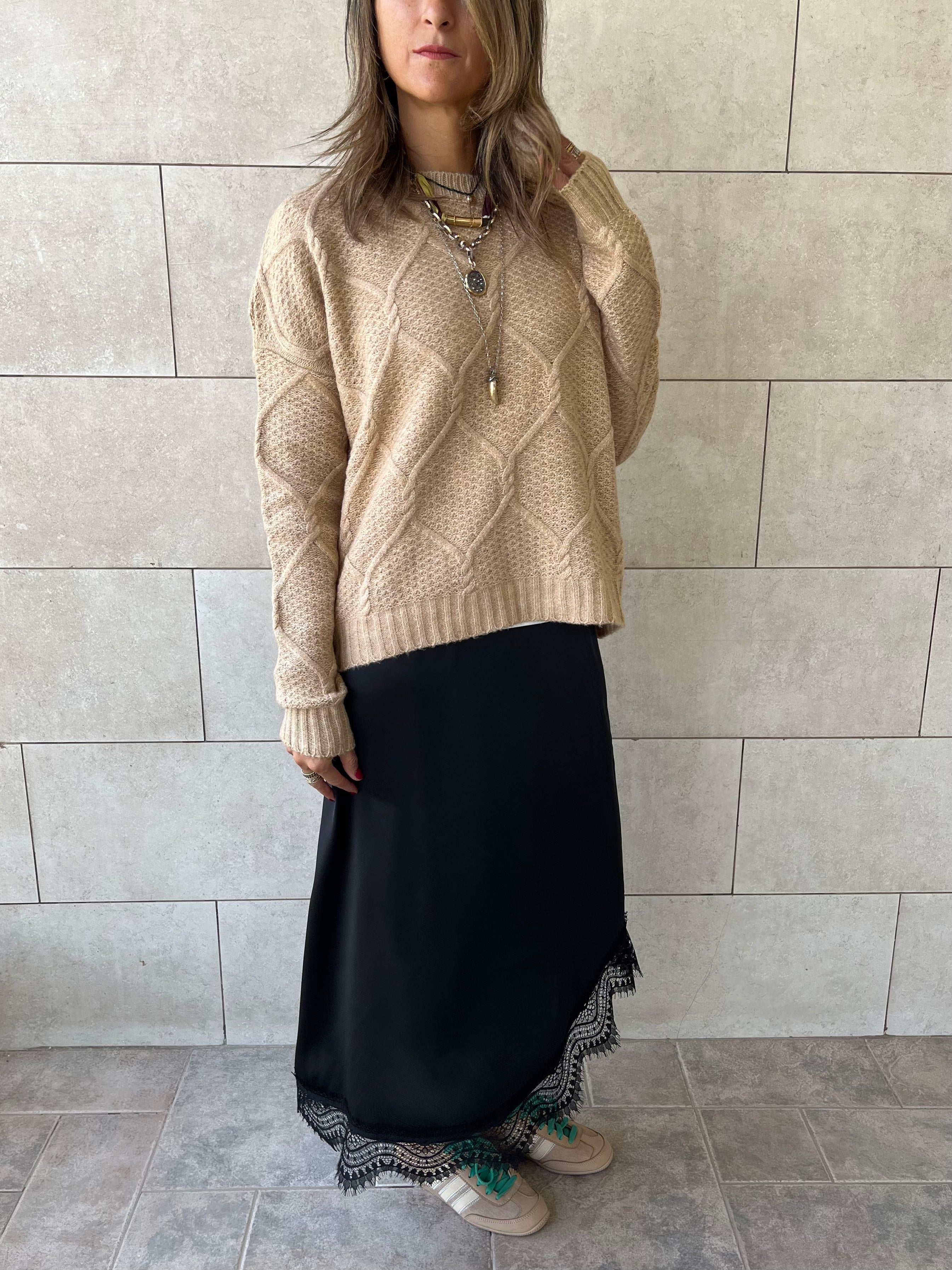 Beige Cable Cozy Pullover