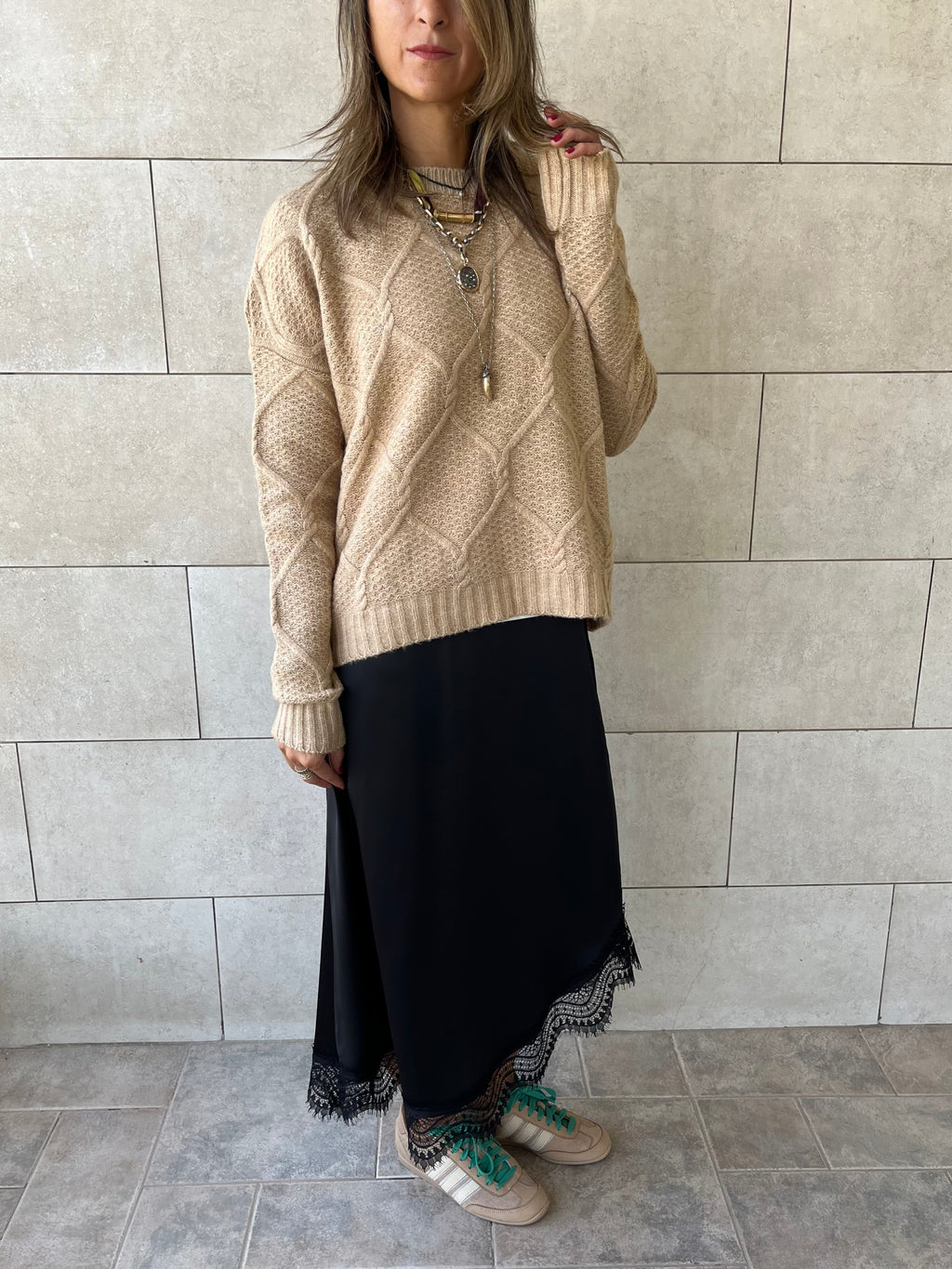 Beige Cable Cozy Pullover