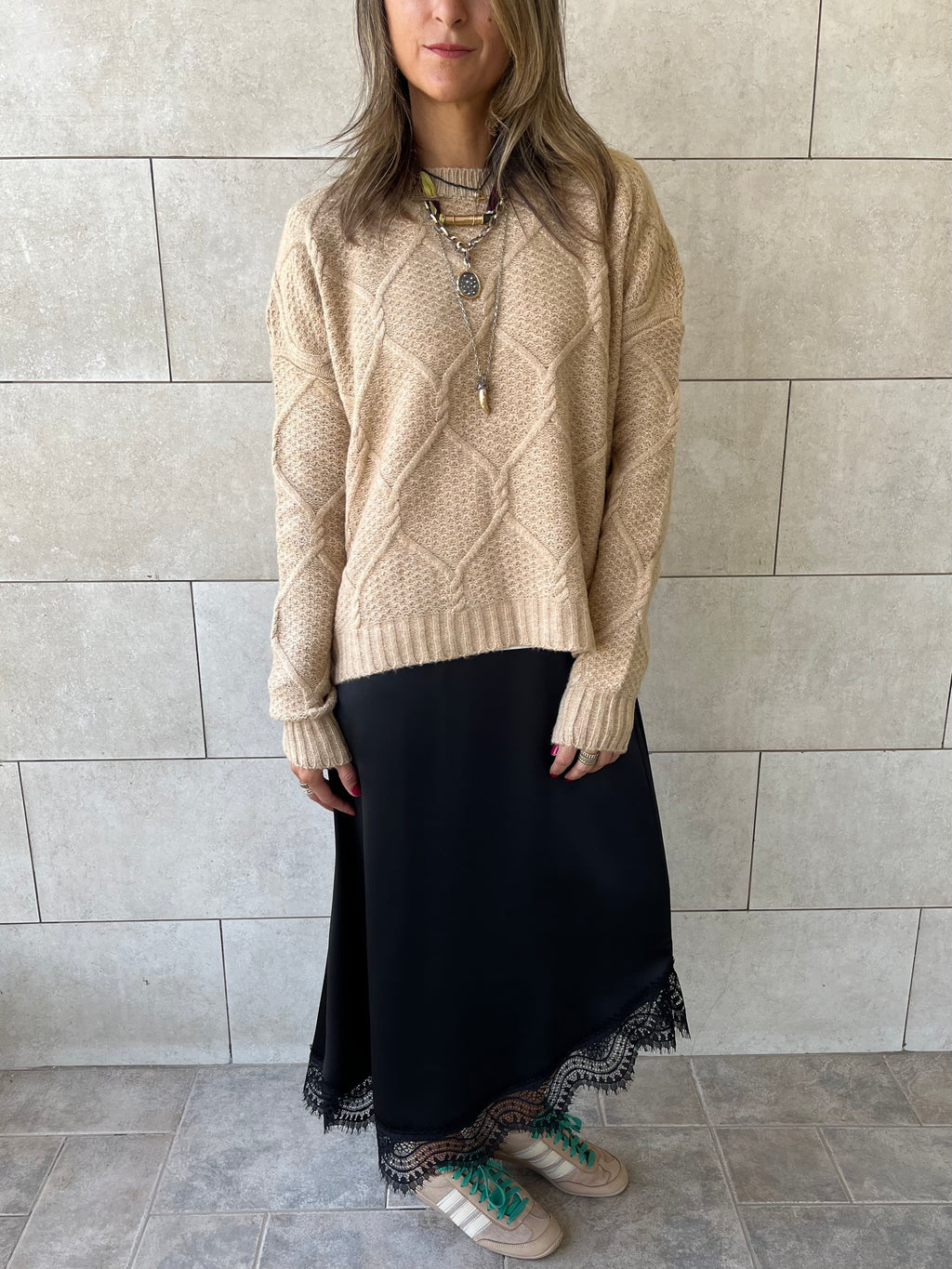 Beige Cable Cozy Pullover