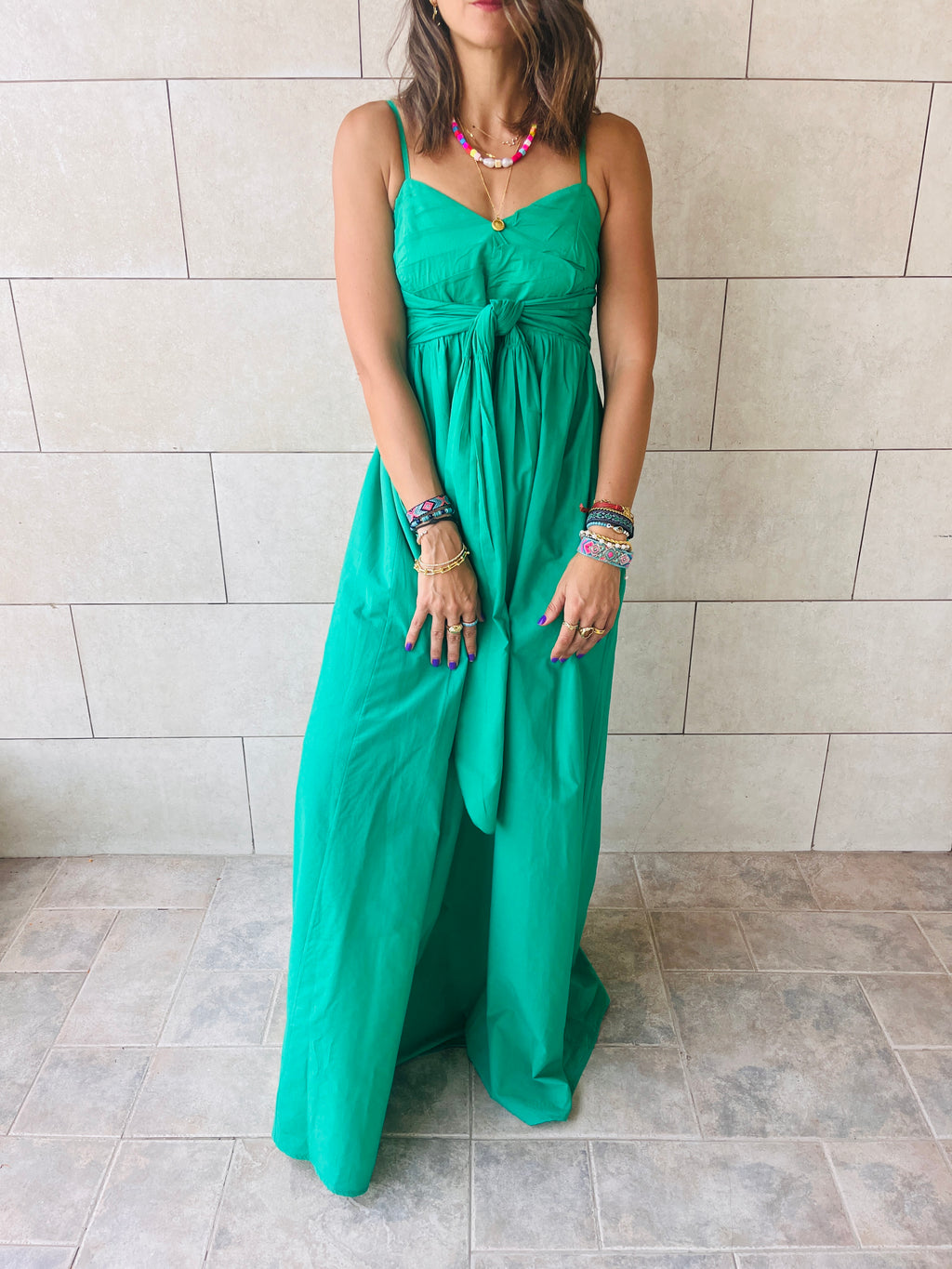 Green After Sun Poplin Dress