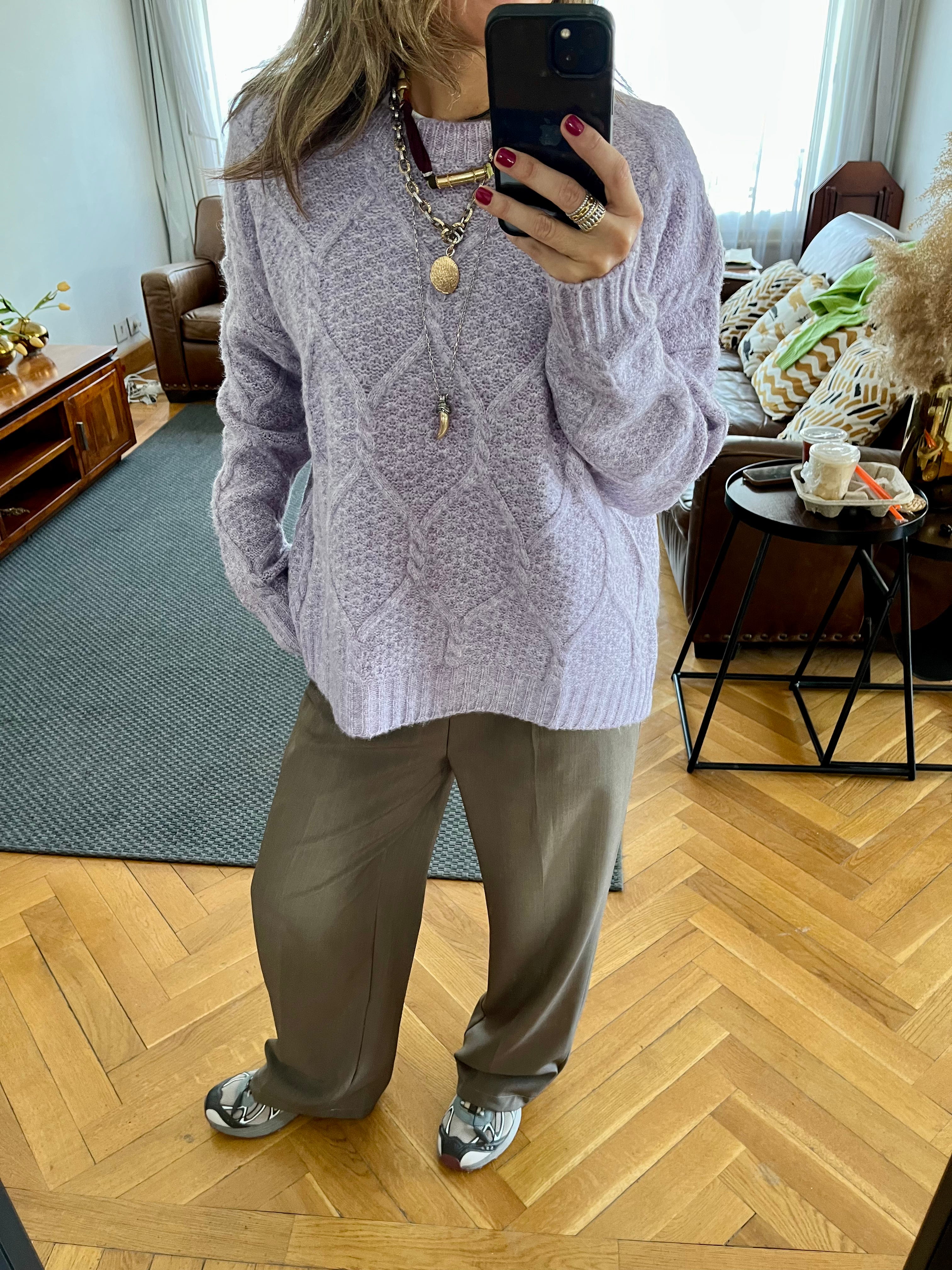 Lilac Cable Cozy Pullover