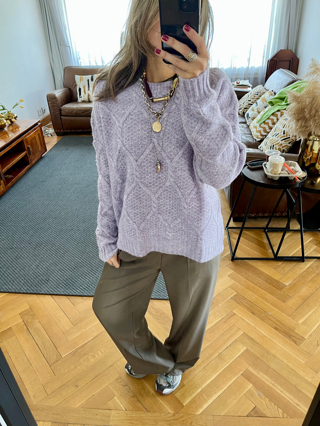 Lilac Cable Cozy Pullover