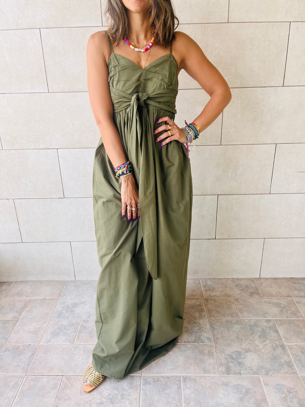 Olive After Sun Poplin Dress