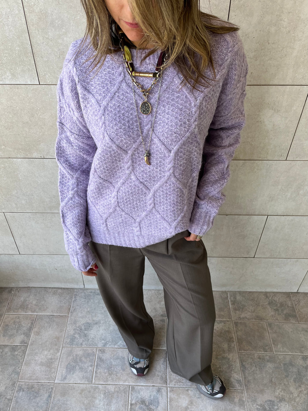Lilac Cable Cozy Pullover