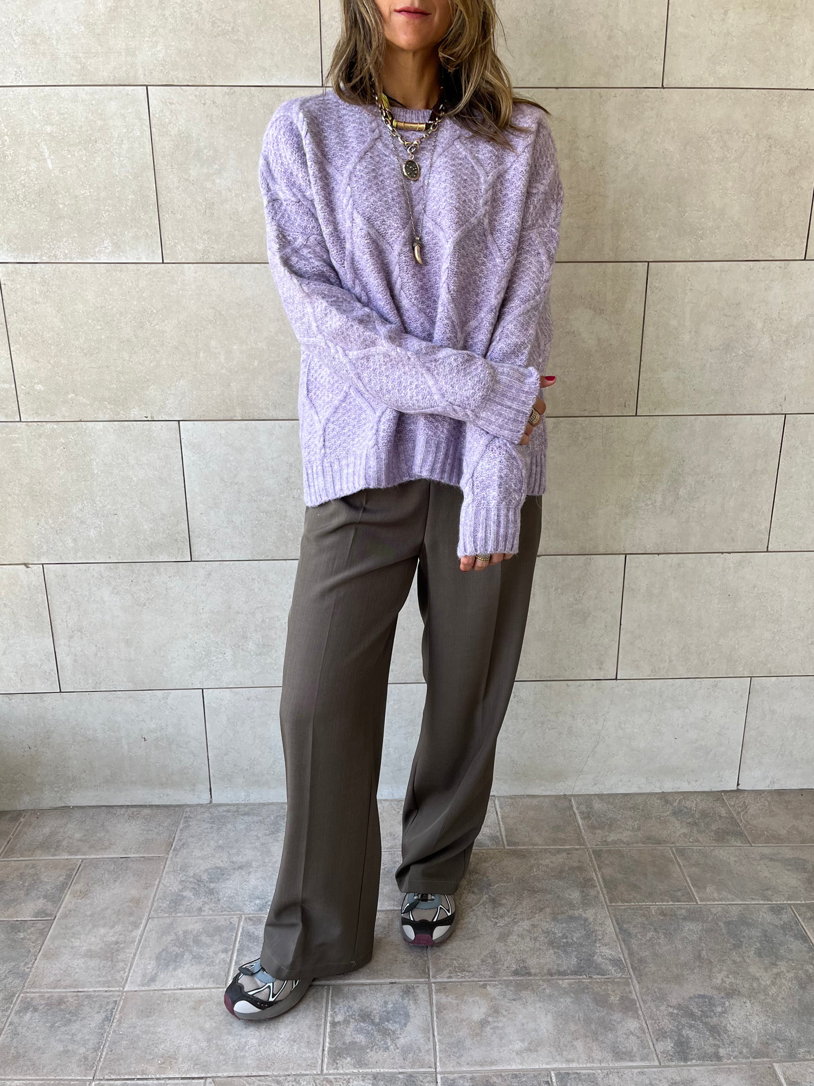 Lilac Cable Cozy Pullover