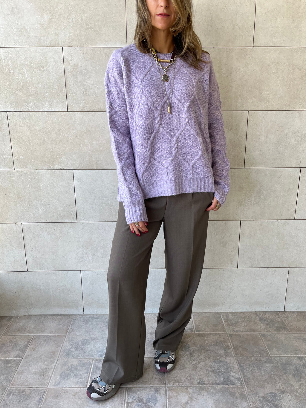 Lilac Cable Cozy Pullover