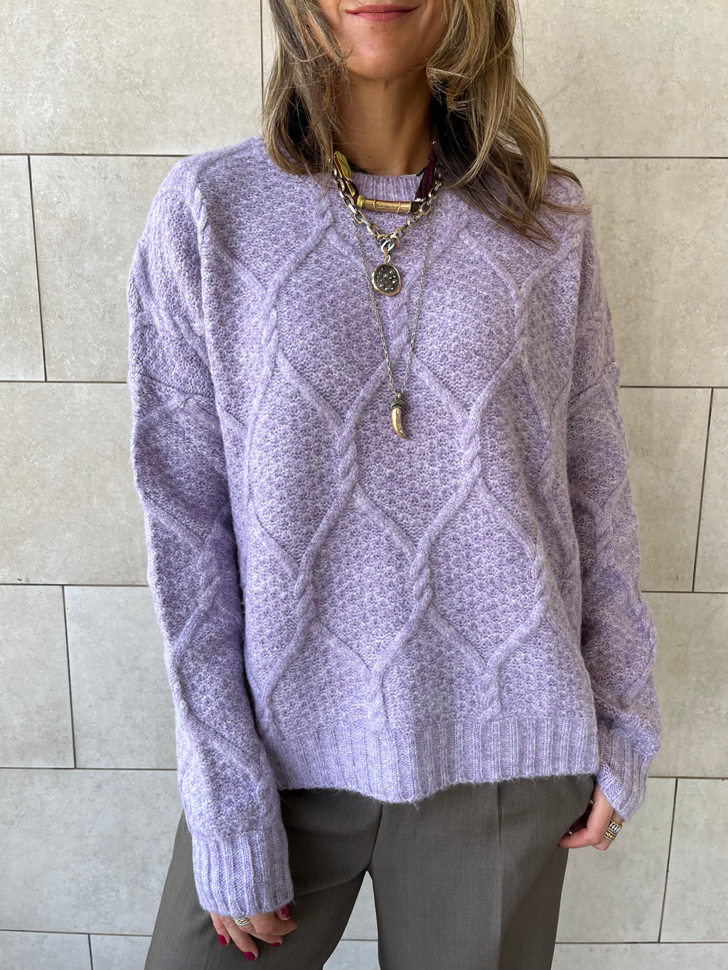 Lilac Cable Cozy Pullover