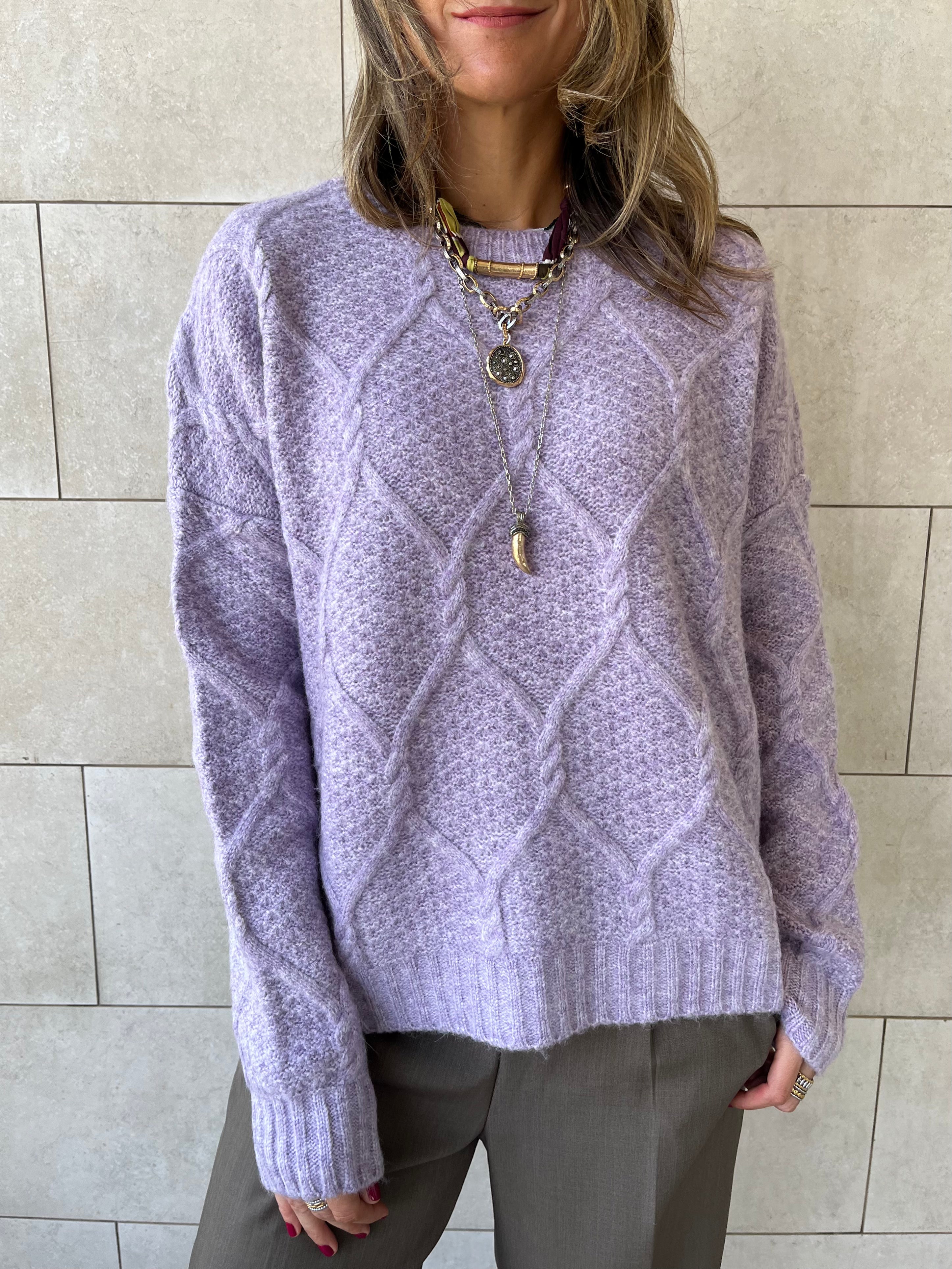 Lilac Cable Cozy Pullover