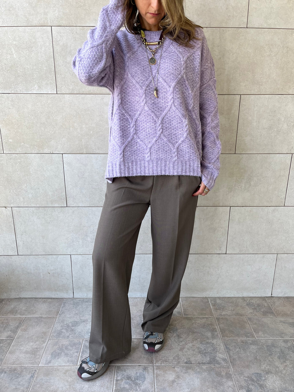 Lilac Cable Cozy Pullover