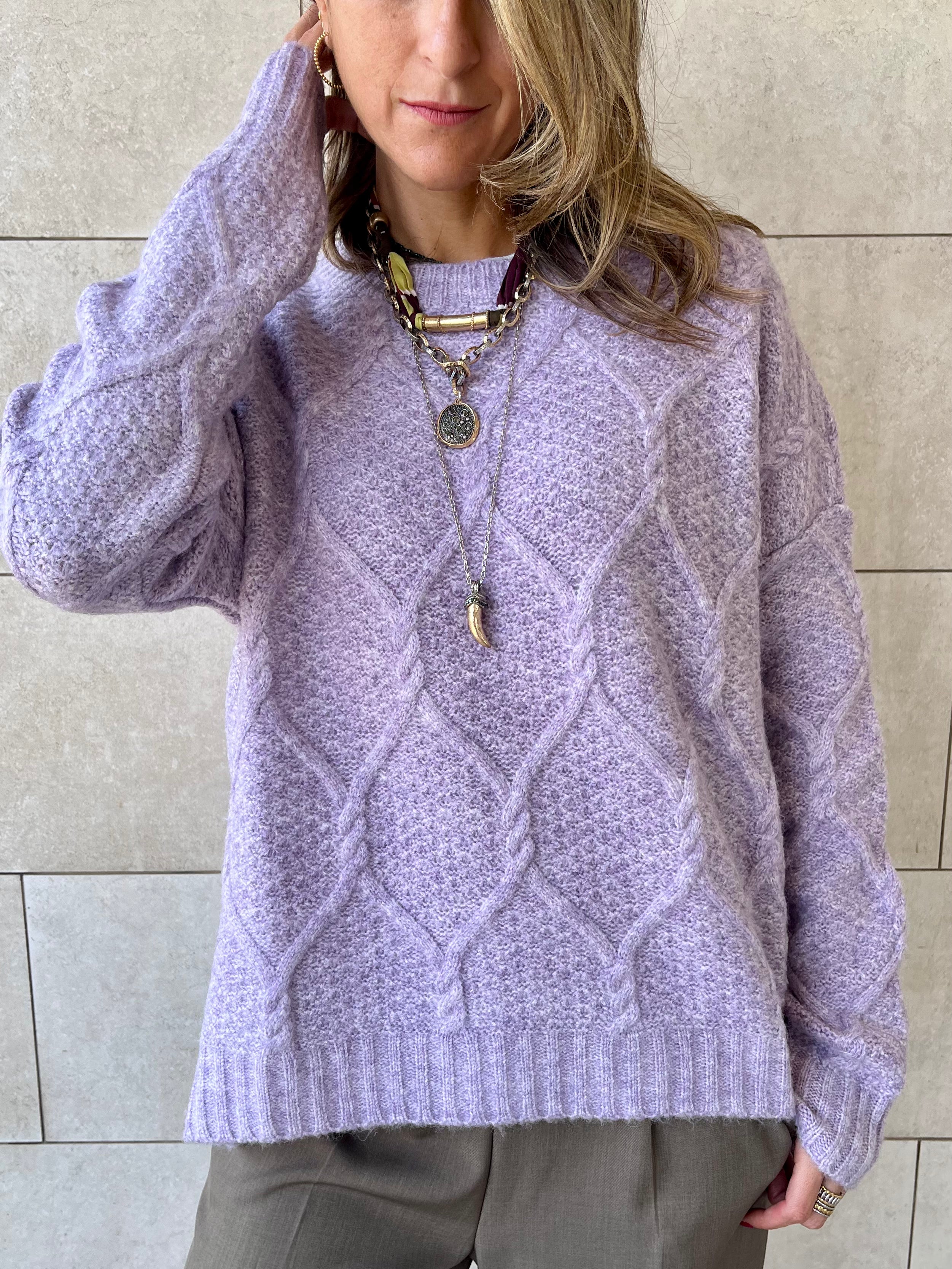 Lilac Cable Cozy Pullover