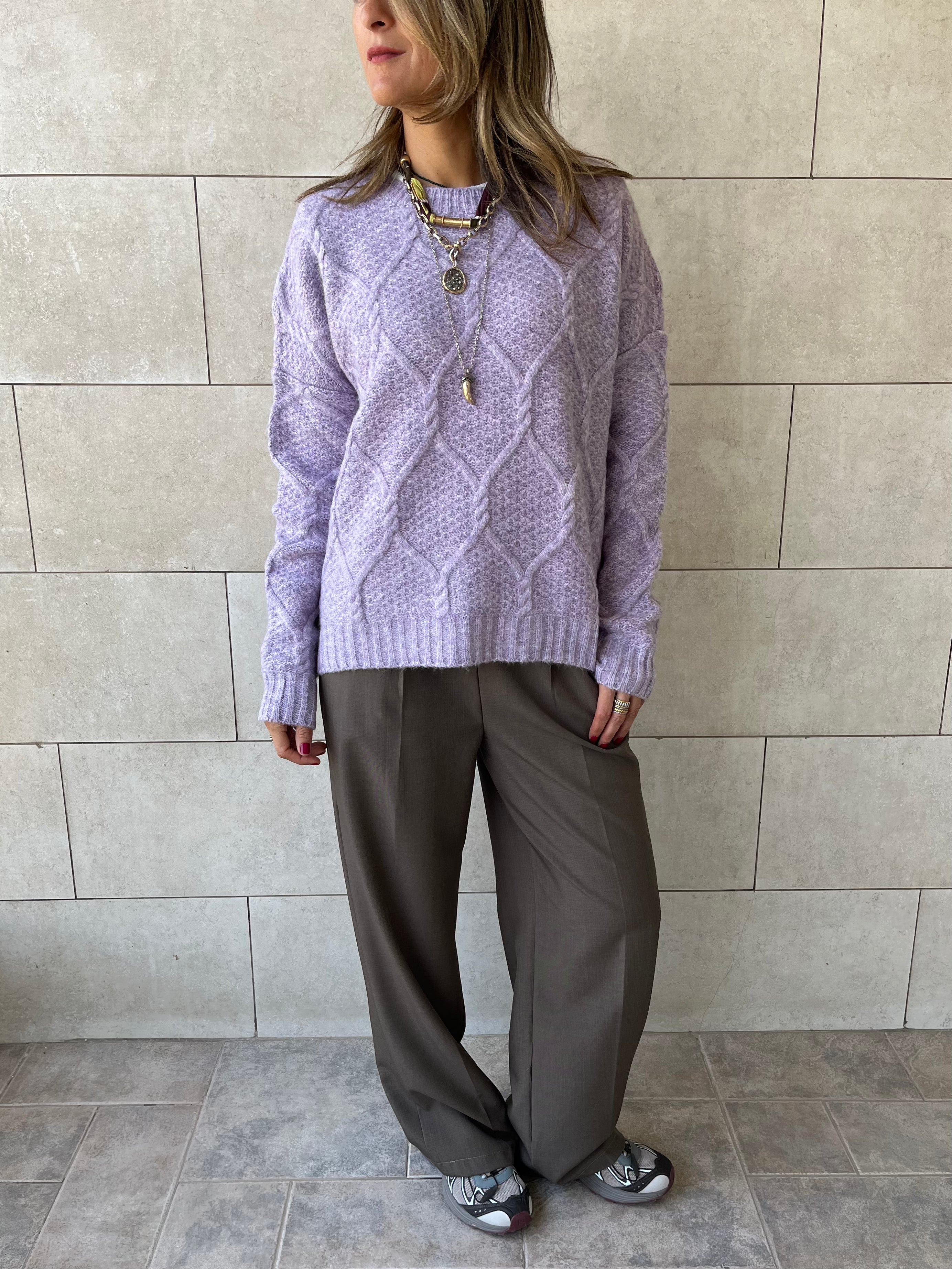 Lilac Cable Cozy Pullover