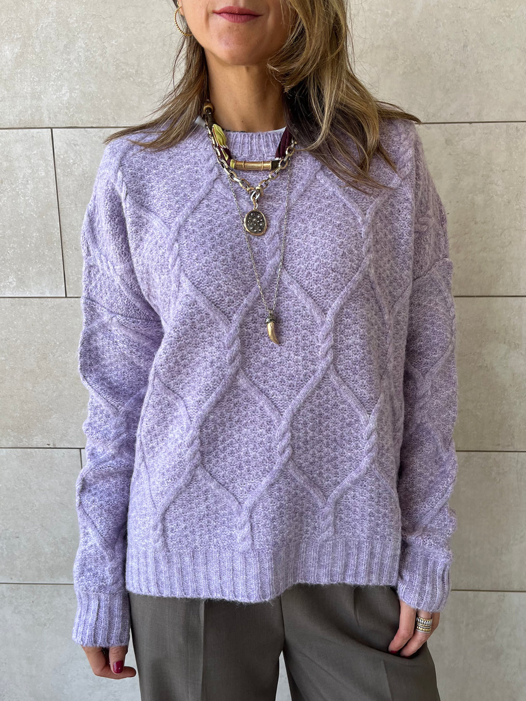 Lilac Cable Cozy Pullover