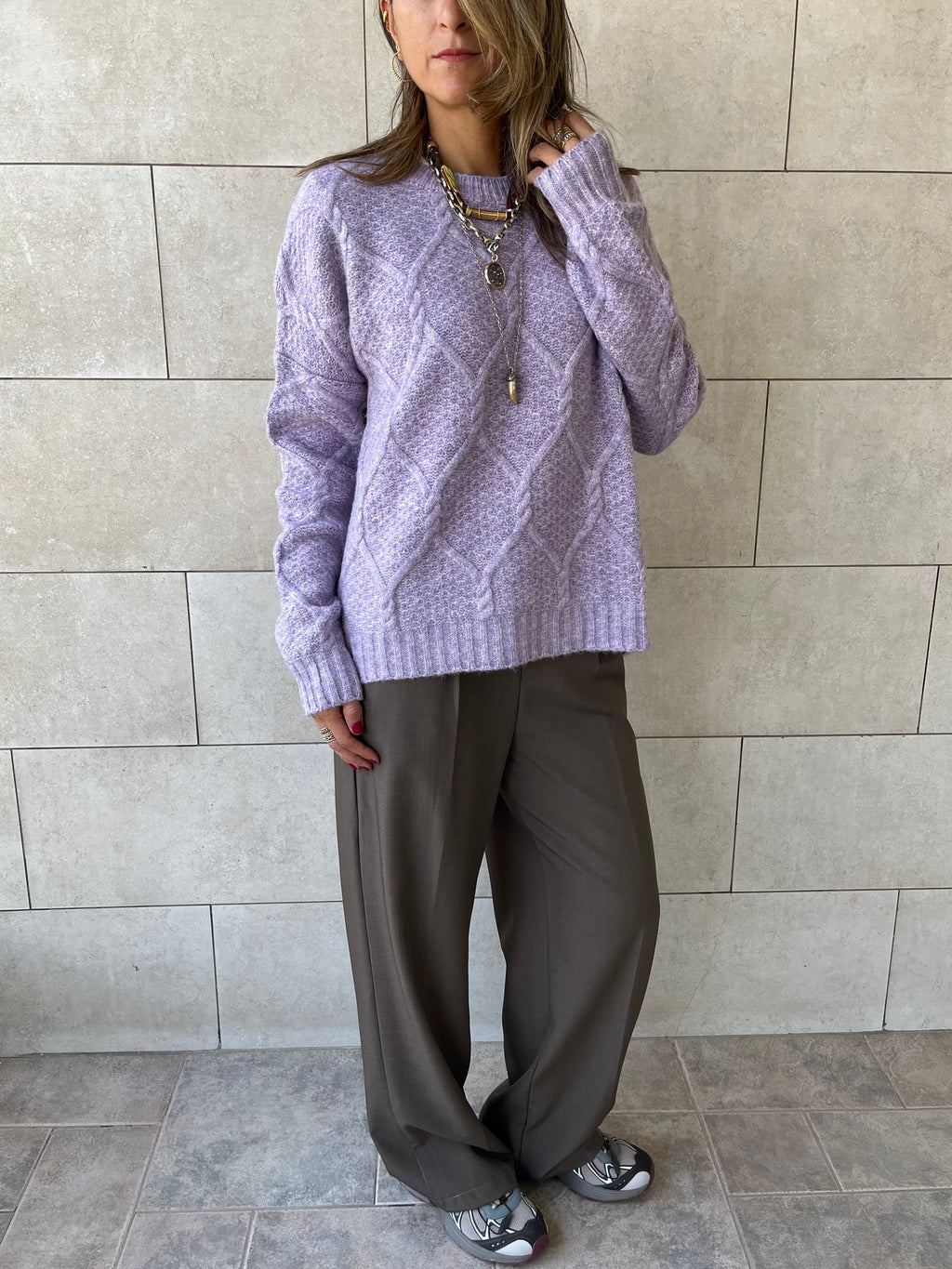 Lilac Cable Cozy Pullover