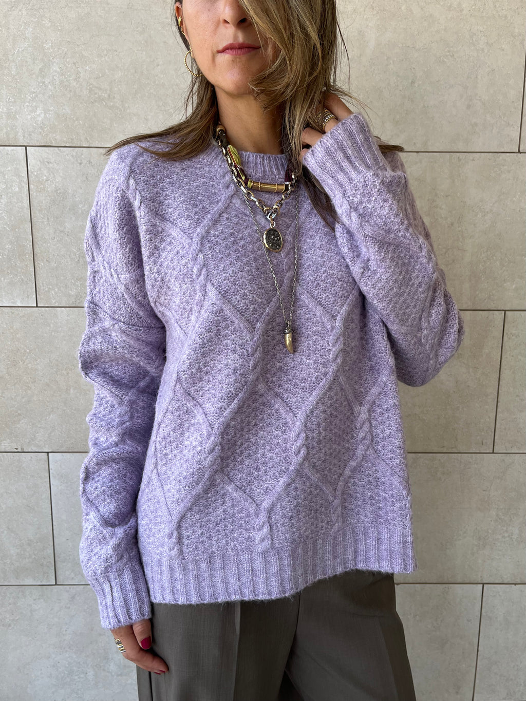 Lilac Cable Cozy Pullover