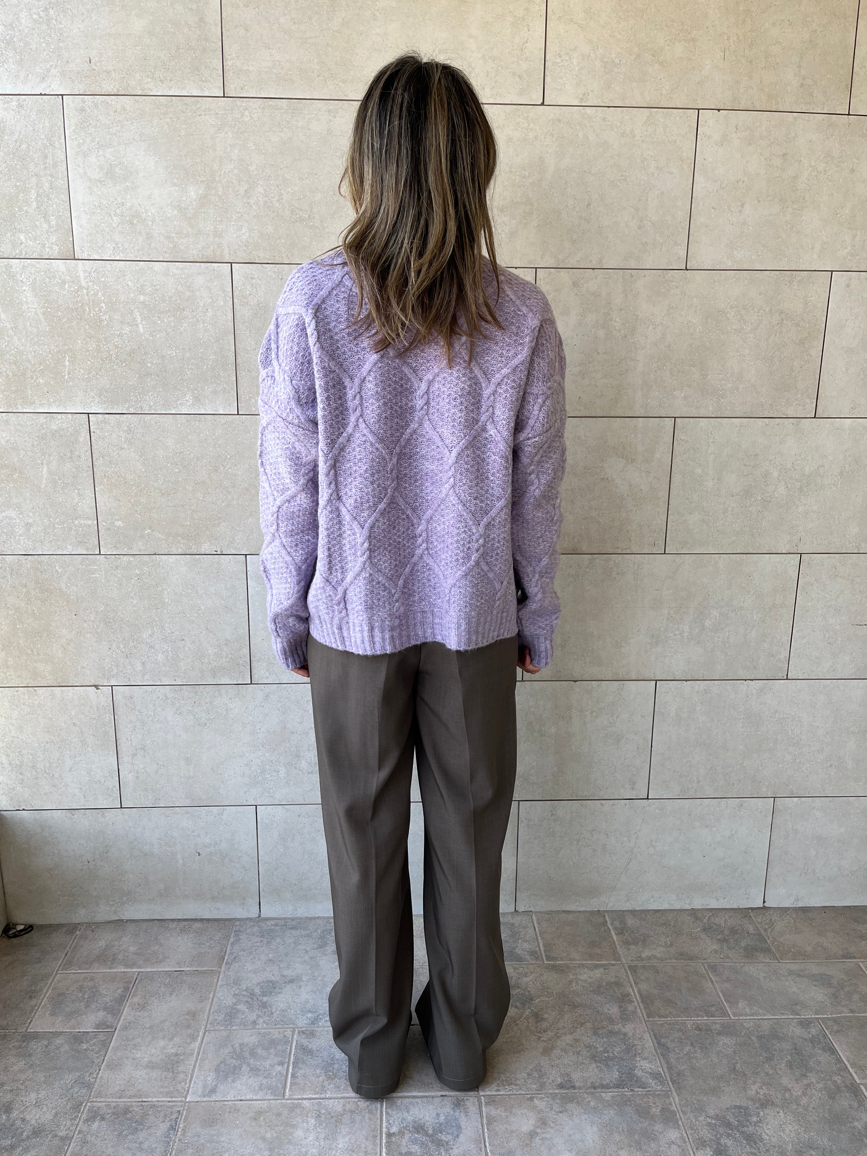 Lilac Cable Cozy Pullover
