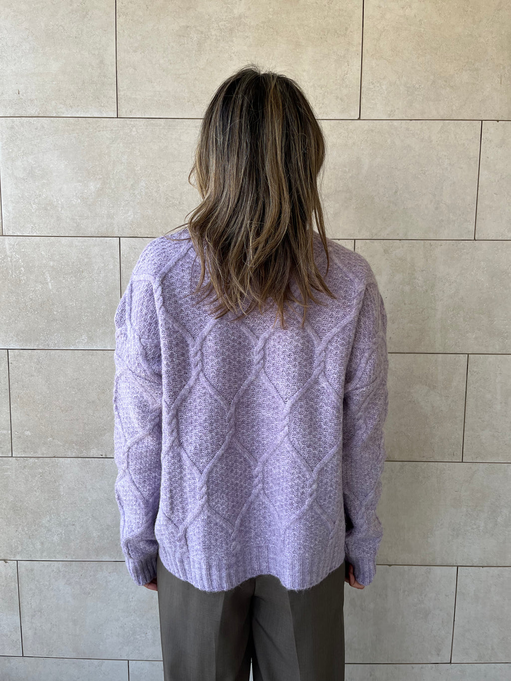 Lilac Cable Cozy Pullover