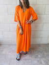 Orange Flows As It Goes Linen Dress