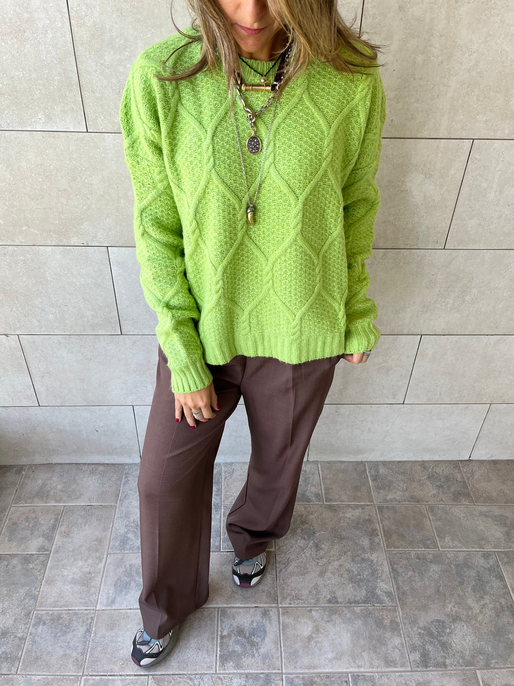 Lime Cable Cozy Pullover