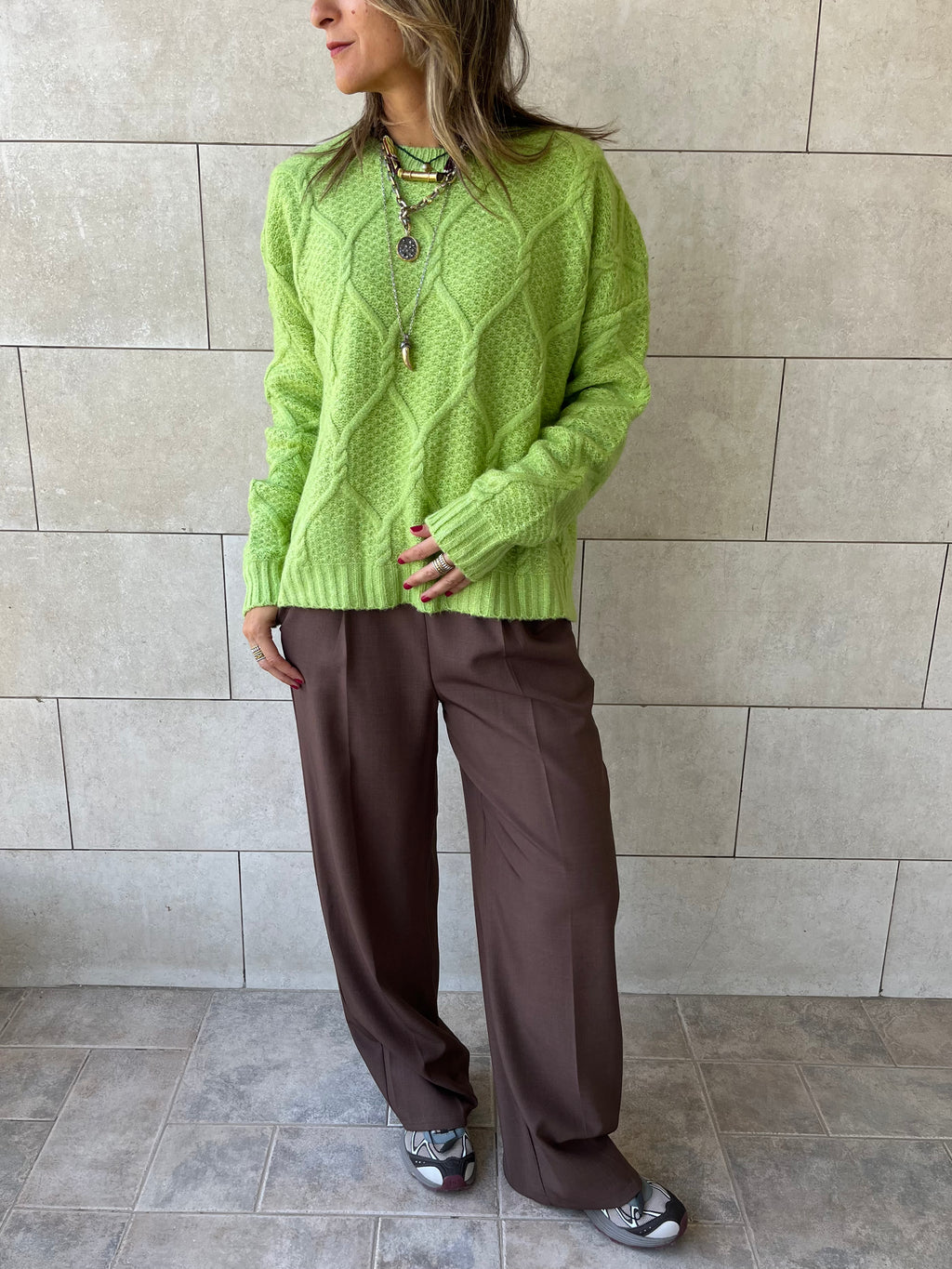 Lime Cable Cozy Pullover