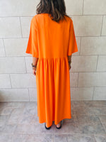 Orange Flows As It Goes Linen Dress