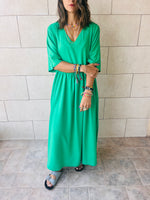 Green Flows As It Goes Linen Dress