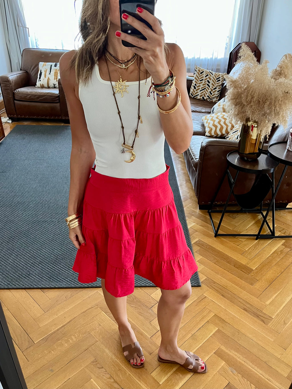 Red Classic Mini Skirt