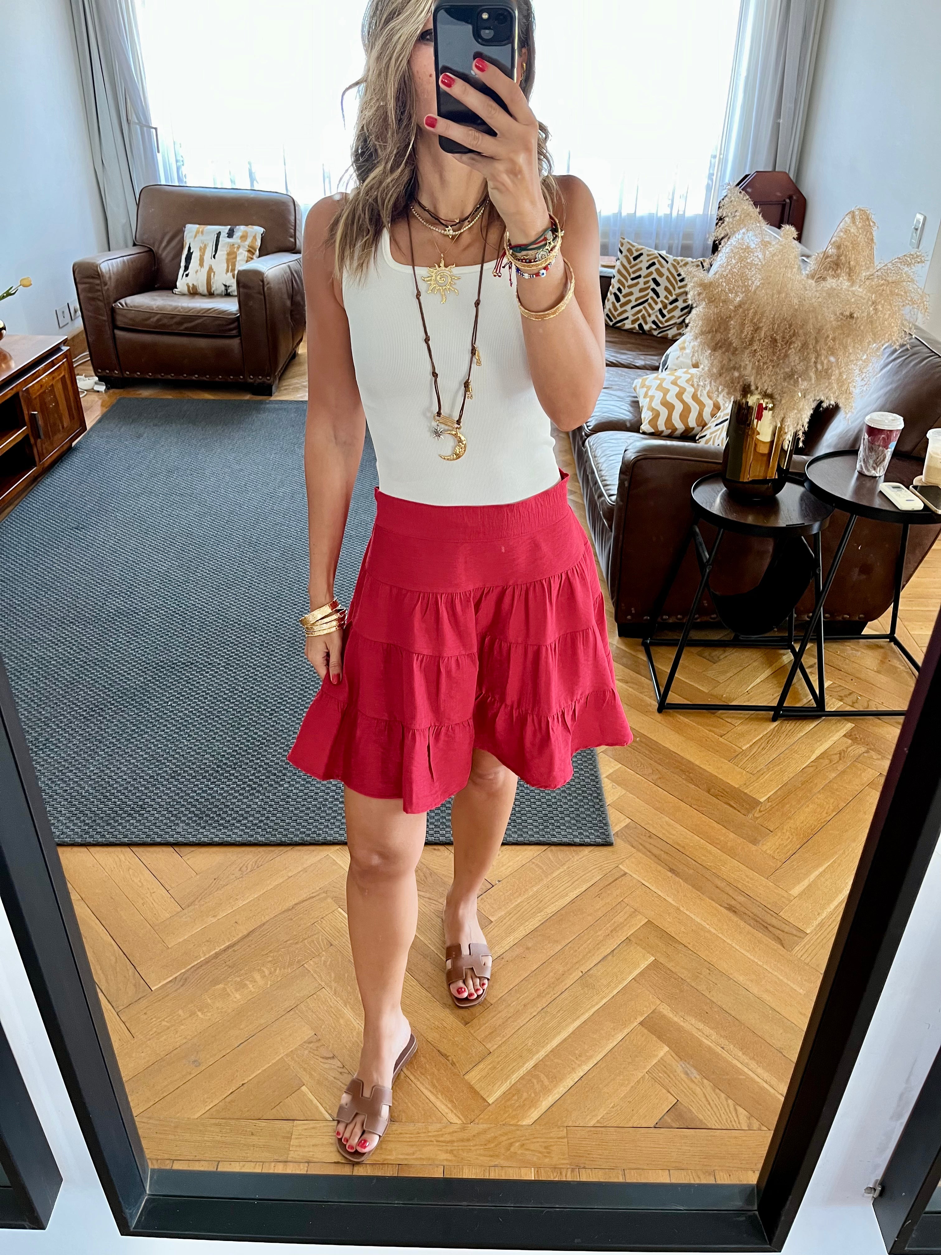 Red Classic Mini Skirt