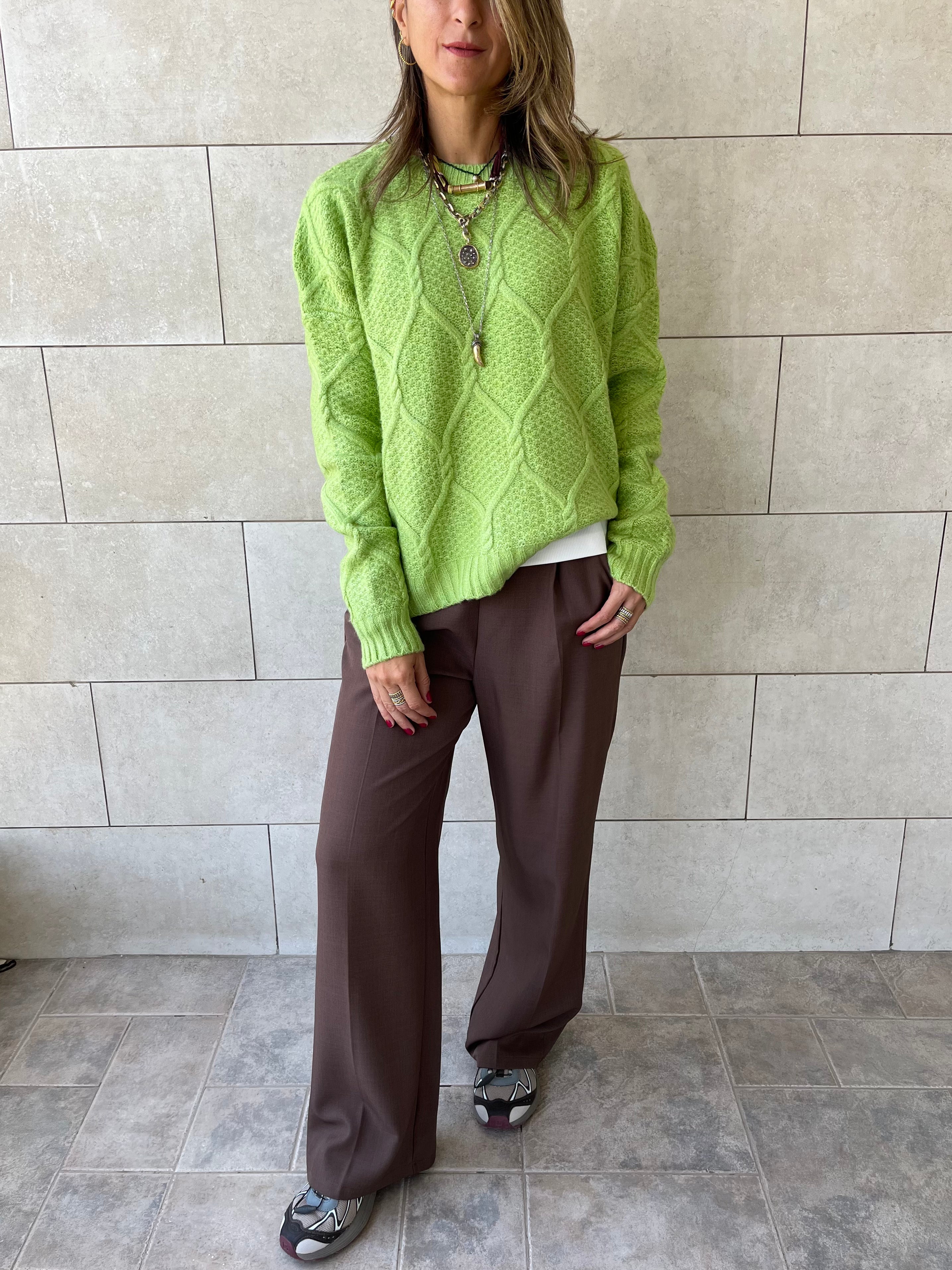 Lime Cable Cozy Pullover