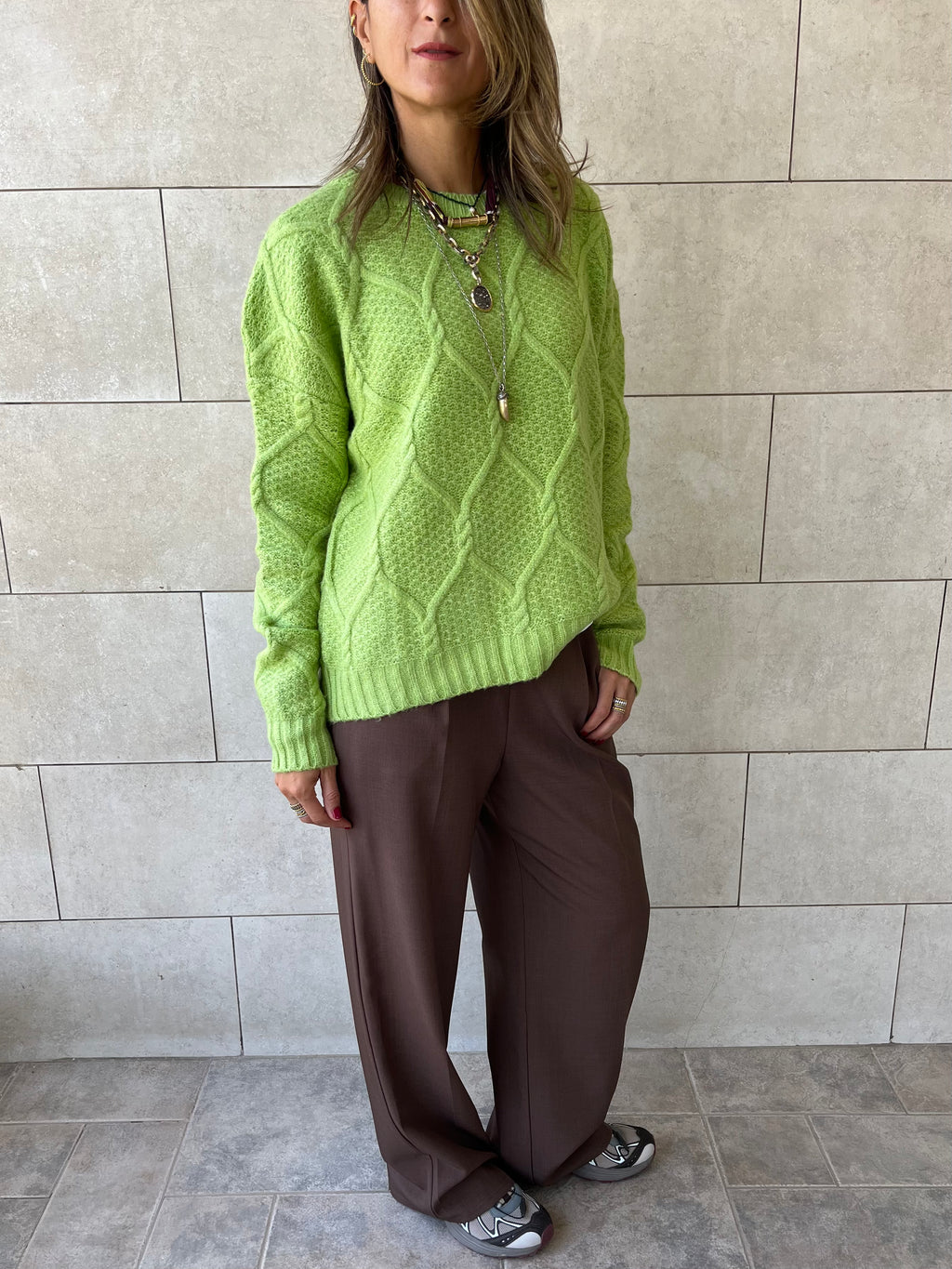 Lime Cable Cozy Pullover