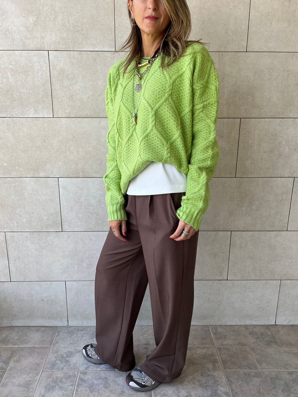 Lime Cable Cozy Pullover