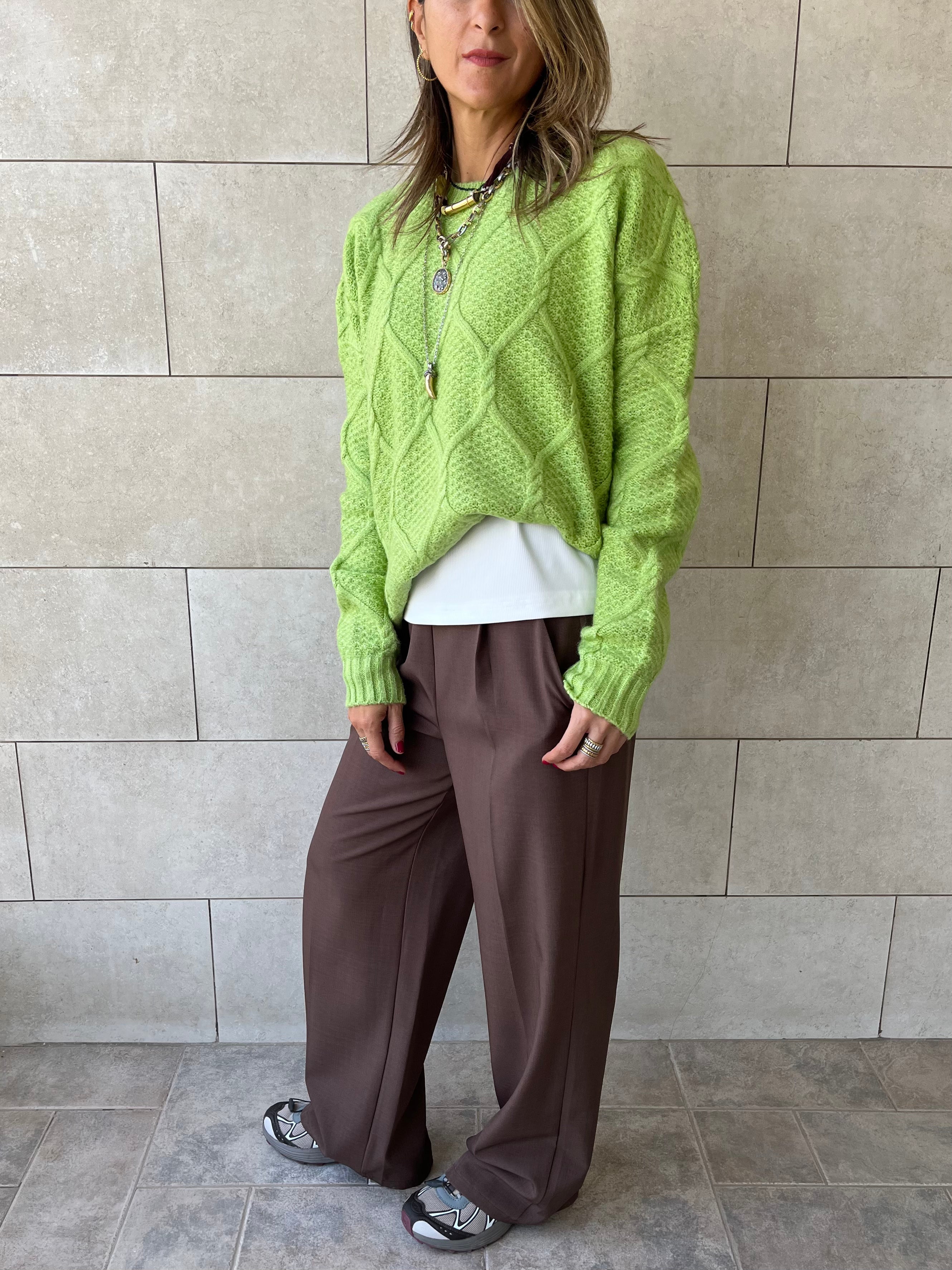 Lime Cable Cozy Pullover