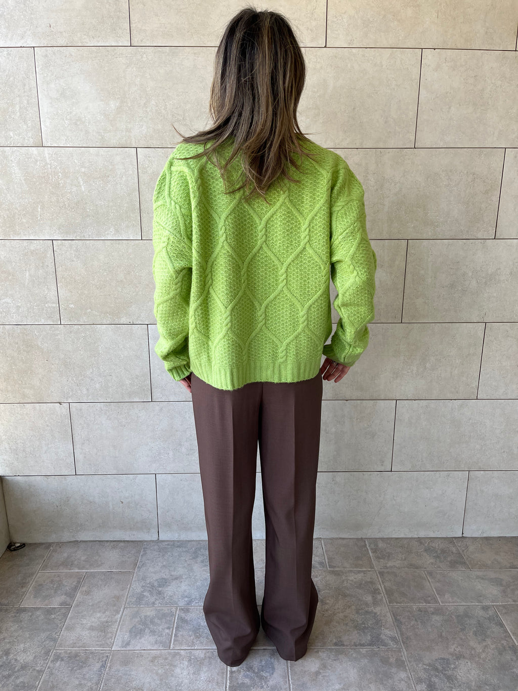 Lime Cable Cozy Pullover