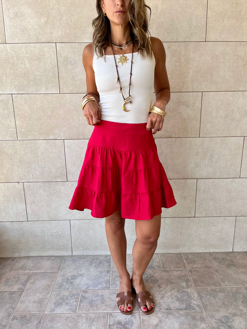 Red Classic Mini Skirt