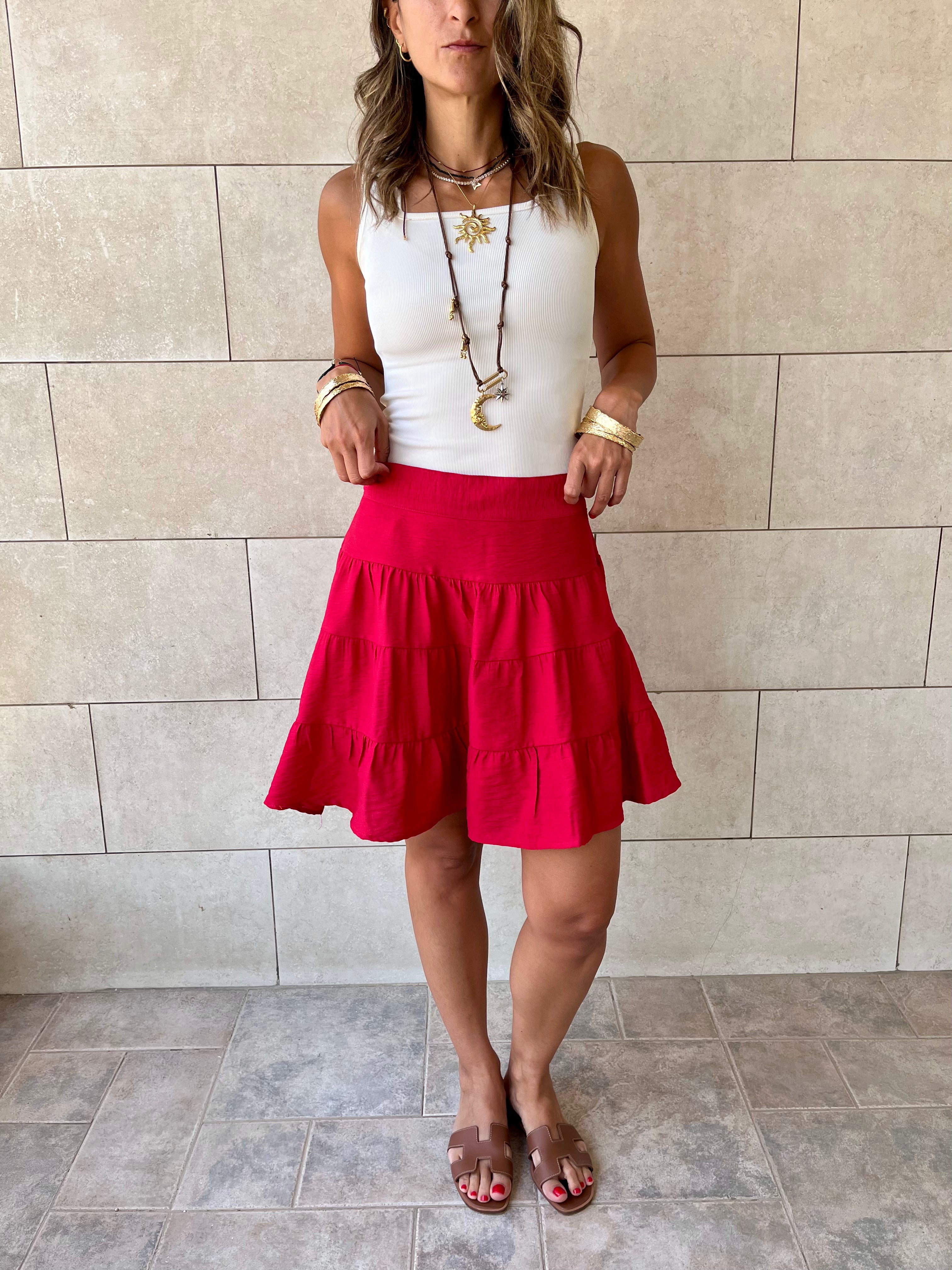 Red Classic Mini Skirt