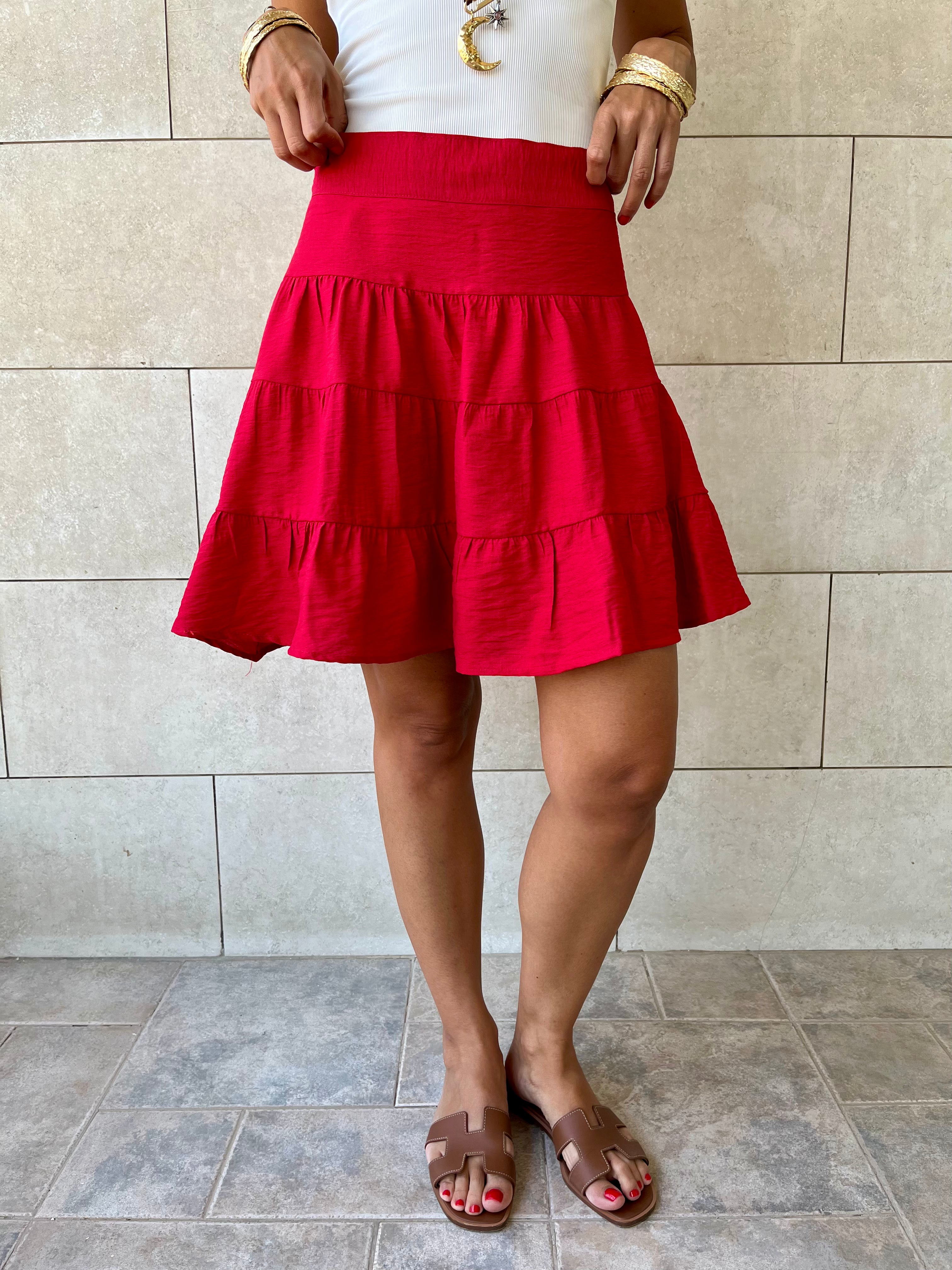 Red Classic Mini Skirt