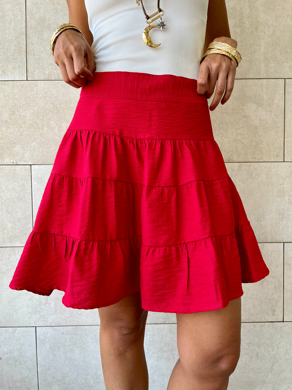 Red Classic Mini Skirt