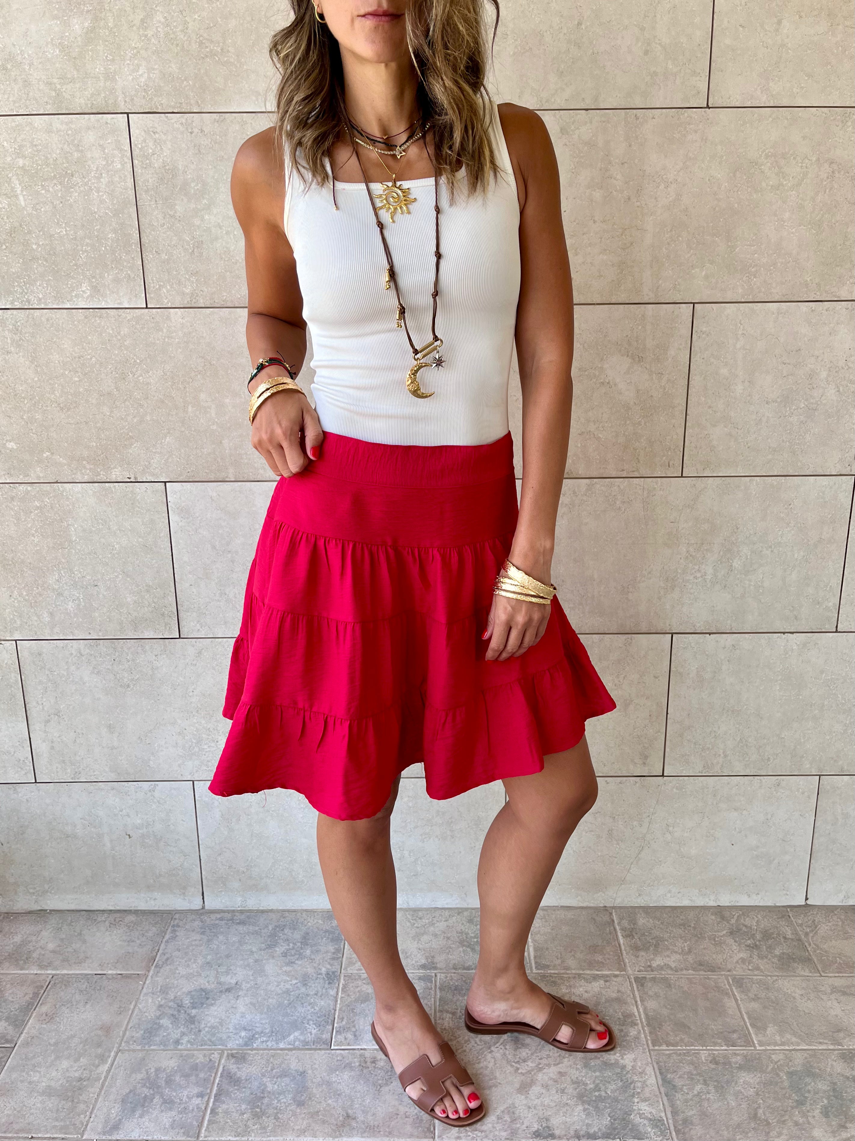 Red Classic Mini Skirt