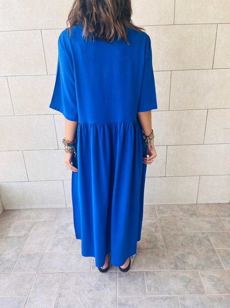 Blue Easy and Breezy Linen Dress