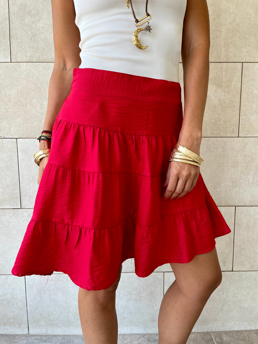 Red Classic Mini Skirt